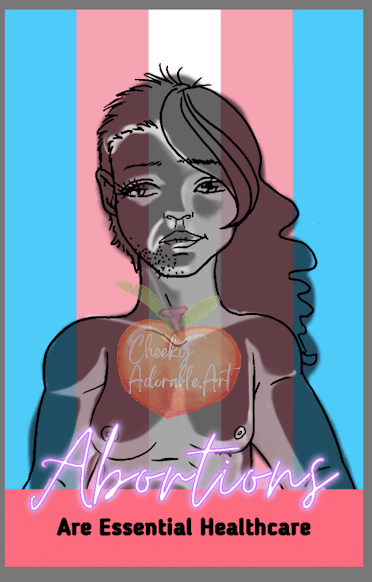 An alternative Abortion sticker design where the skin tones are removed, and instead highlights and a base of grey create depth in the lineart.