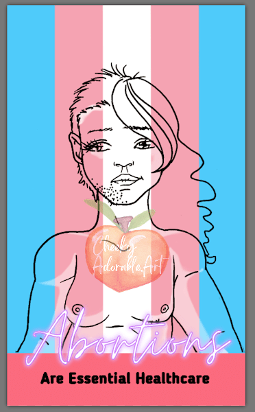 An alternative Abortion sticker design where the skin tones are removed, and instead highlights create depth in the lineart.